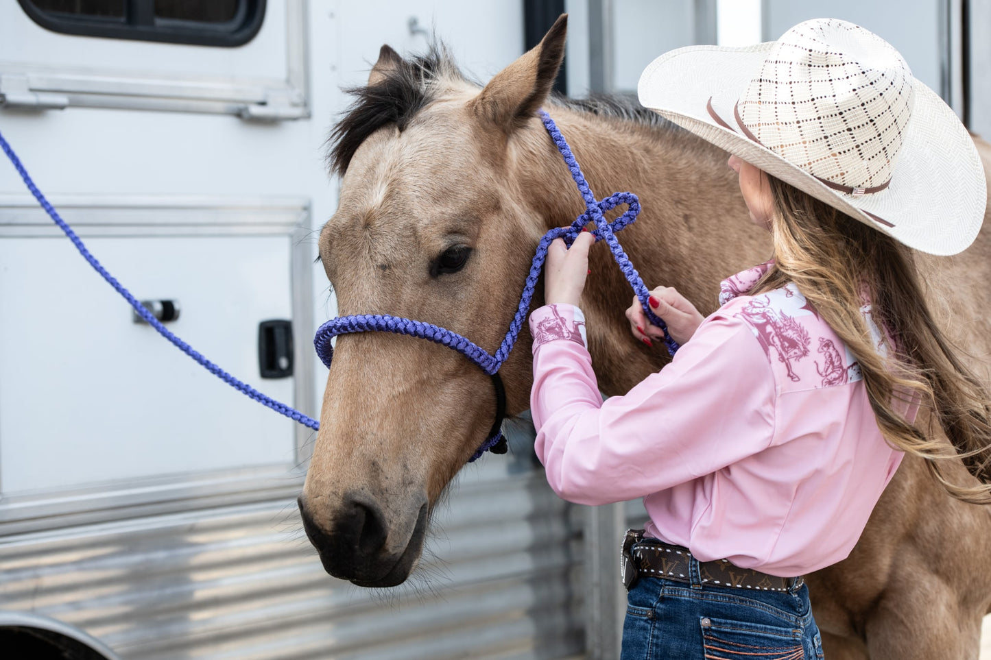 *Lariat Mule Tape Halter + Lead (braided nose)
